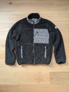 Penfield Cozy, High Quality Fleece Zip Up Sherpa Jacket In Black With Accents